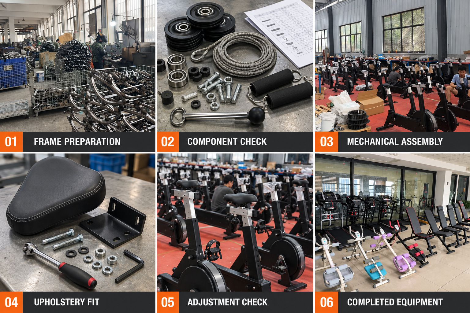 Commercial gym equipment assembly process