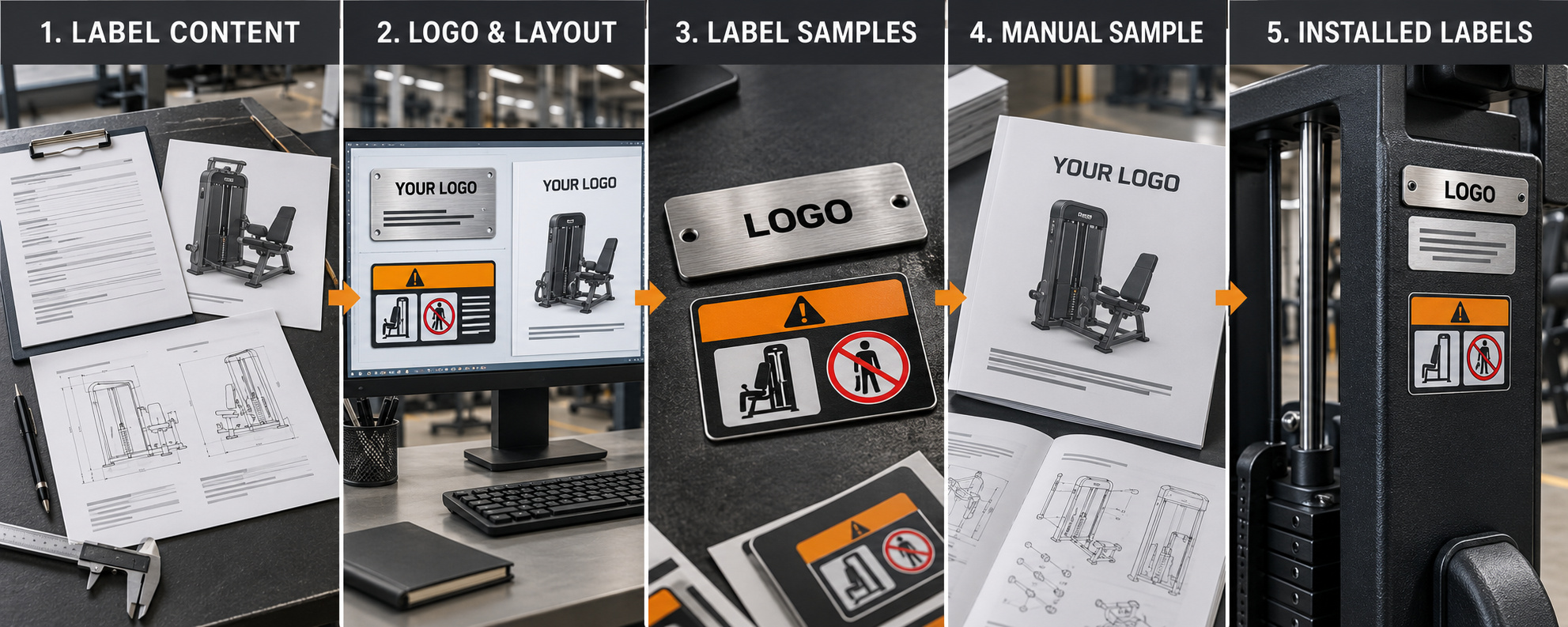 Custom gym equipment labels and manuals