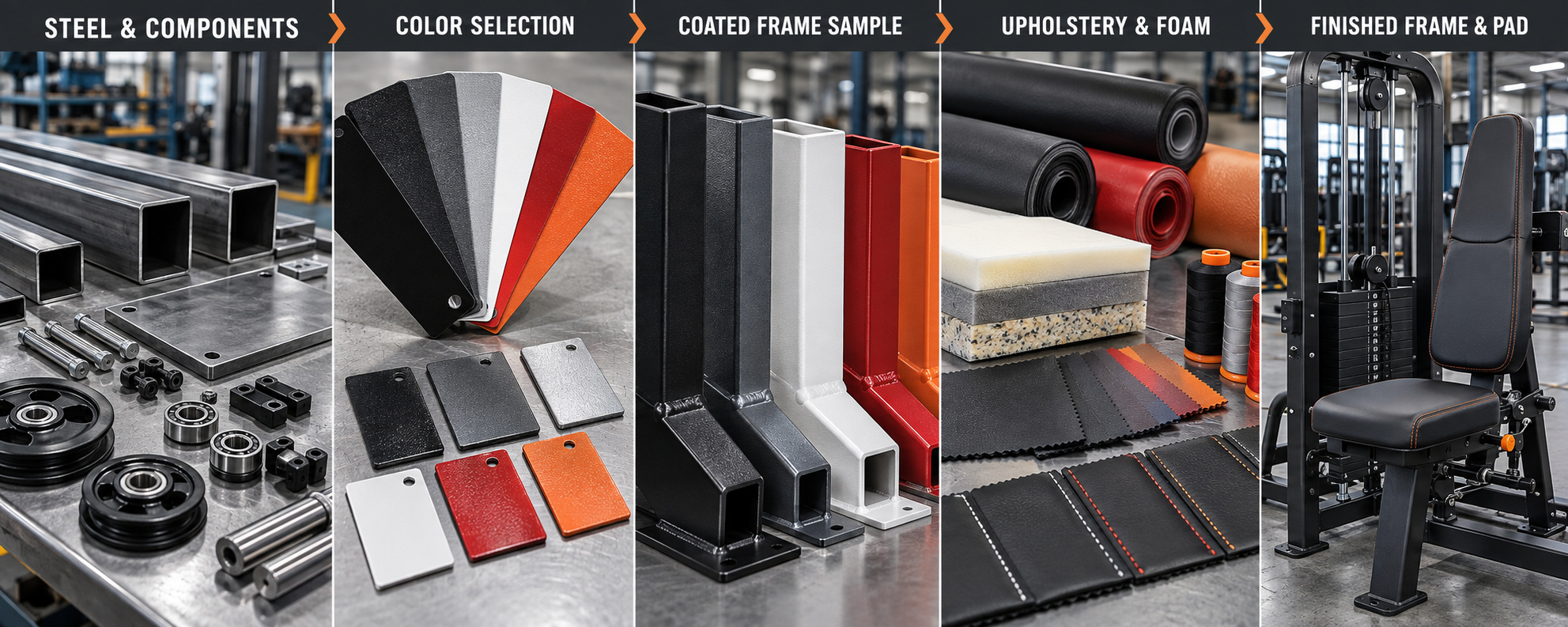 Gym equipment materials and color confirmation