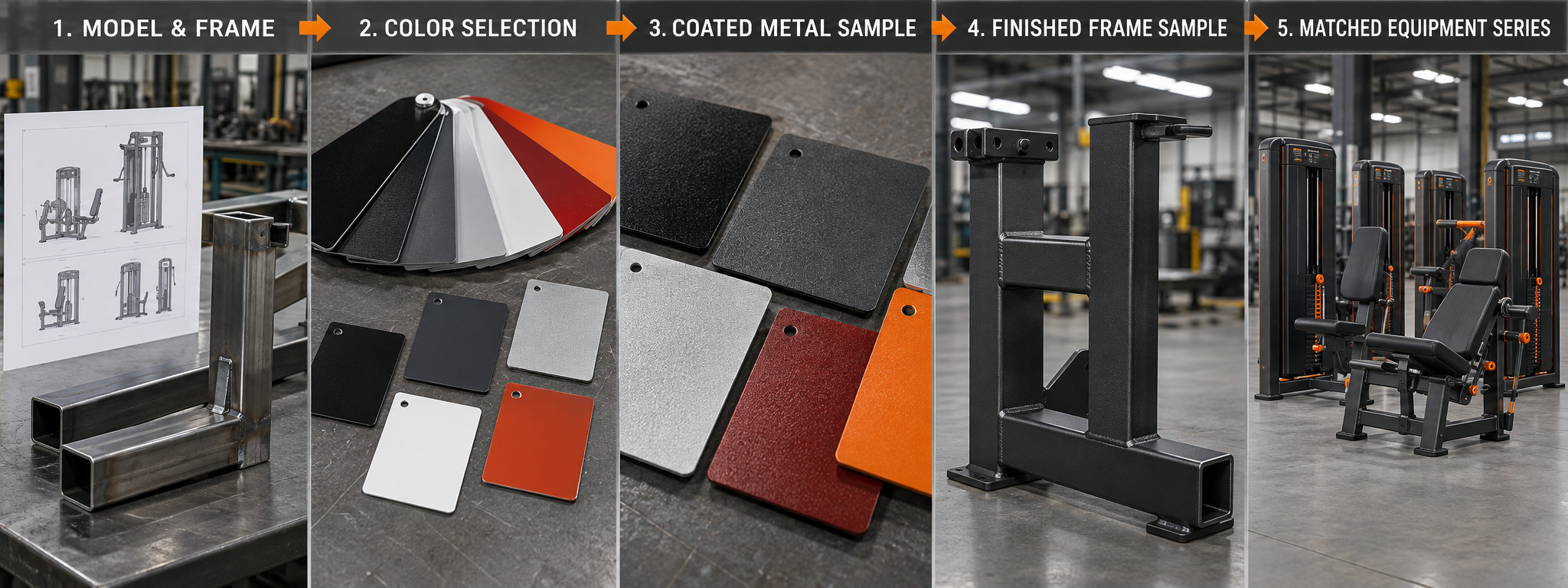 Gym equipment powder coating color approval