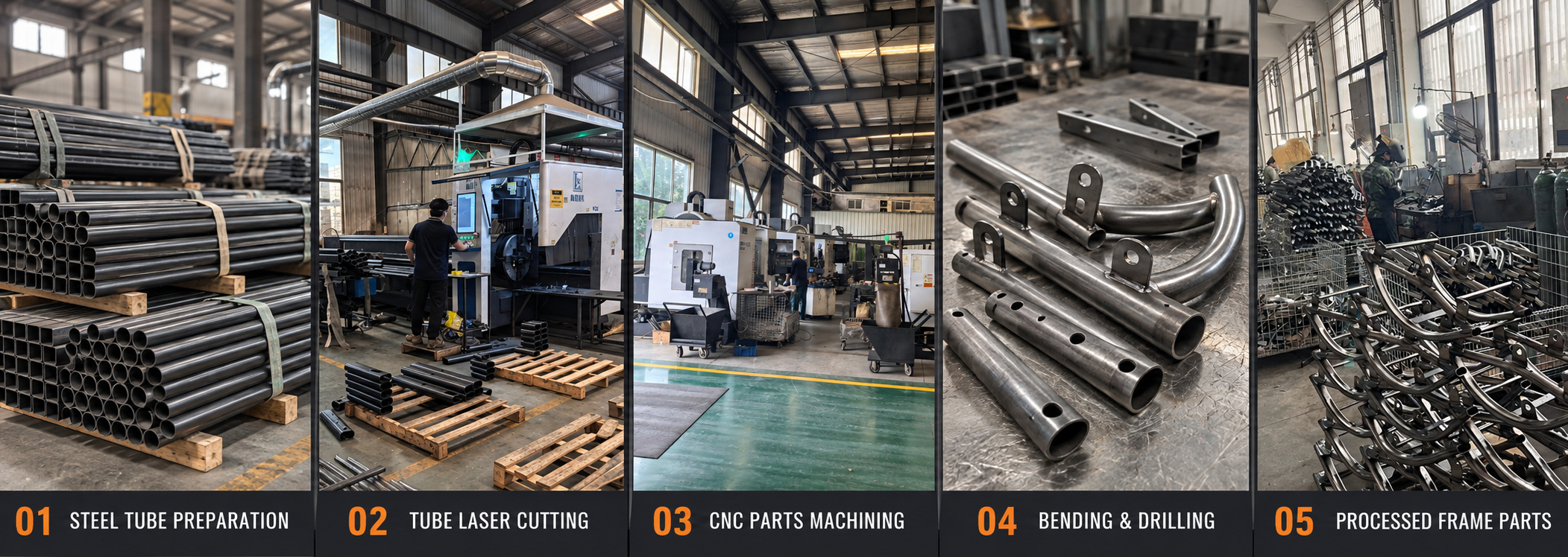 Steel cutting and tube processing for gym equipment